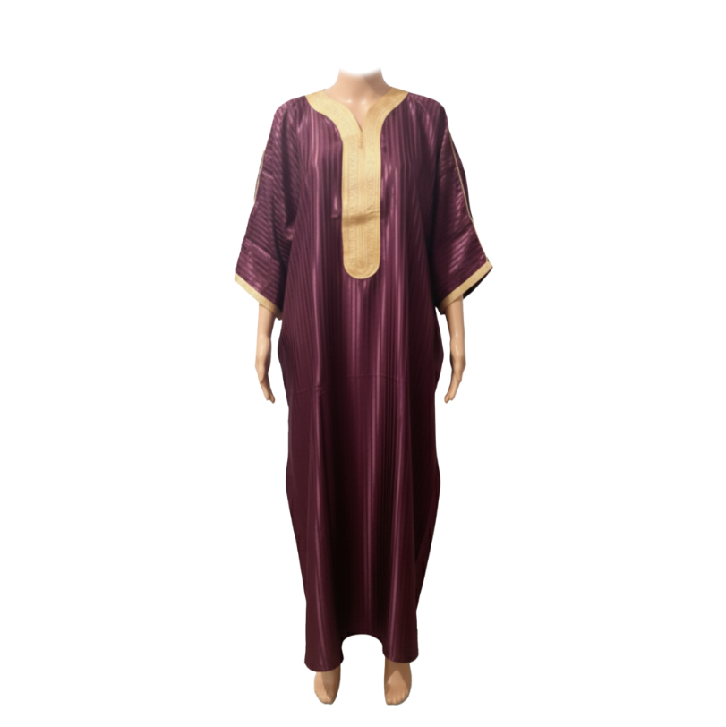Qamis homme violet et bleu